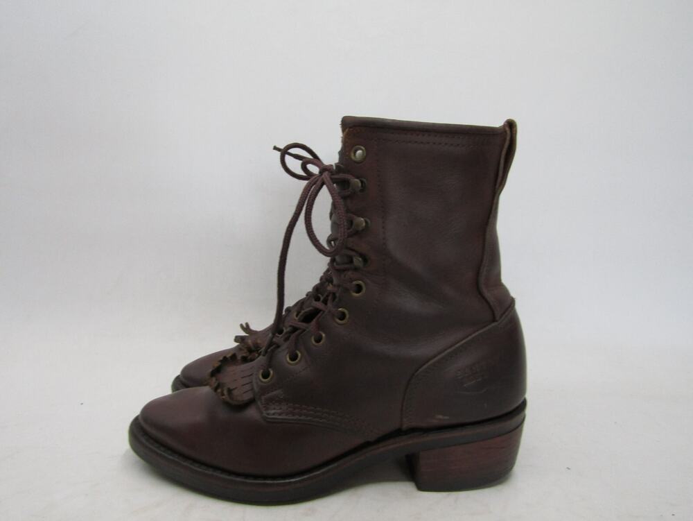 Santa Fe Womens Size 7 M Brown Leather Laces Kilt Ankle Cowboy Western Boots